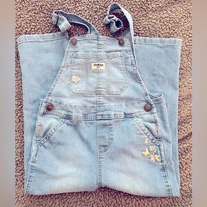 OshKosh B’gosh Toddler Girls Denim Overalls. Butterfly Embroidery. Size 5T.